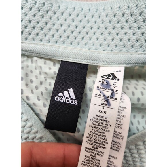 Adidas Lightweight Bomber Jacket Full Zip Collared Mint Green Pockets Sz M GUC - Picture 5 of 11